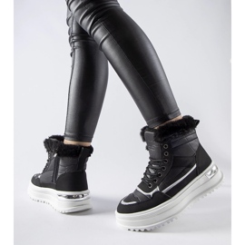 Crne trske sportske čizme za snijeg s krznom crna 1