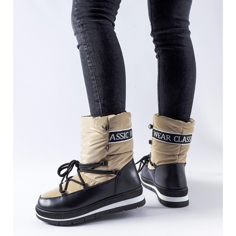 Tamno bež Vineyard čizme za snijeg s platformom 1