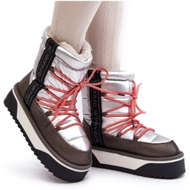 Ženske snježne čizme na gustom veganskom potplatu D.Franklin DFSH371006 Silver srebro 5