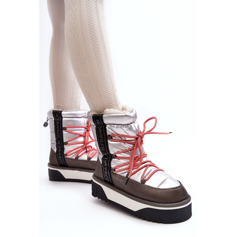 Ženske snježne čizme na gustom veganskom potplatu D.Franklin DFSH371006 Silver srebro 1