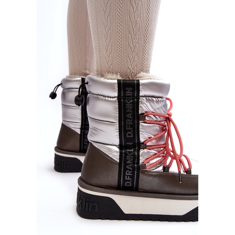 Ženske snježne čizme na gustom veganskom potplatu D.Franklin DFSH371006 Silver srebro 3