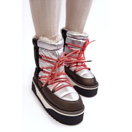 Ženske snježne čizme na gustom veganskom potplatu D.Franklin DFSH371006 Silver srebro 4