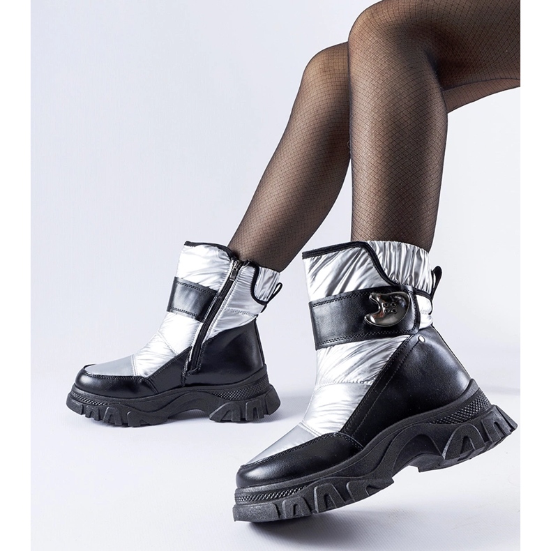 Crne i srebrne izolirane Carta čizme za snijeg srebro 1