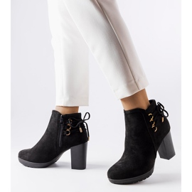 Poule crne čizme s petom od eko brušene kože crno 1