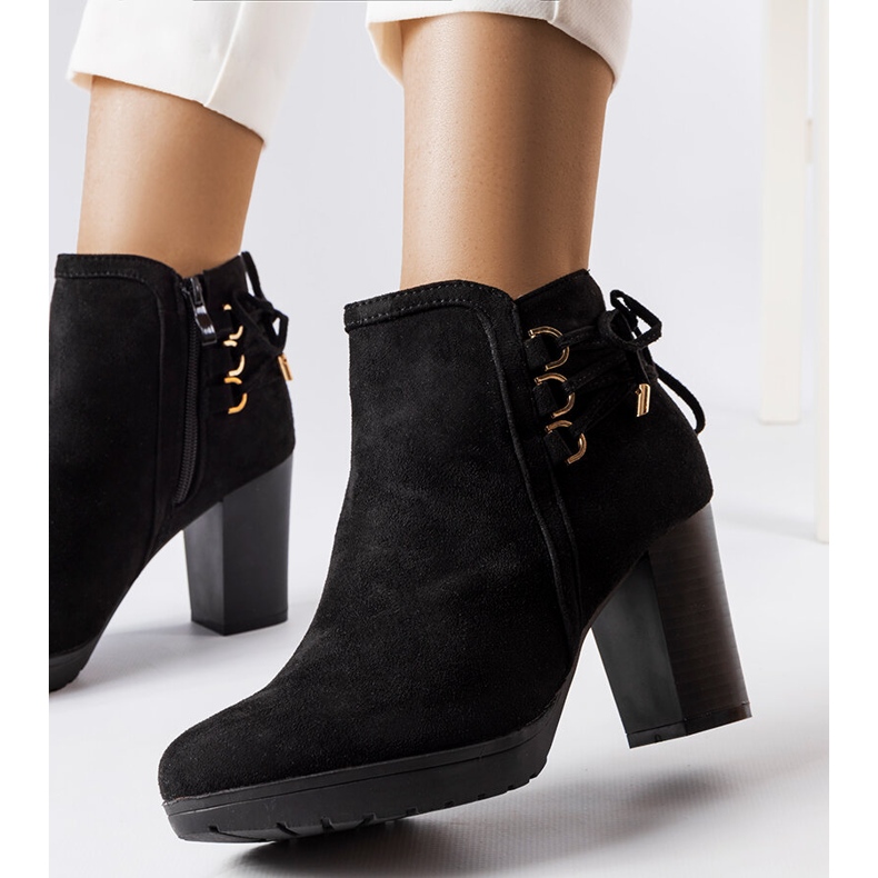 Poule crne čizme s petom od eko brušene kože crna 2