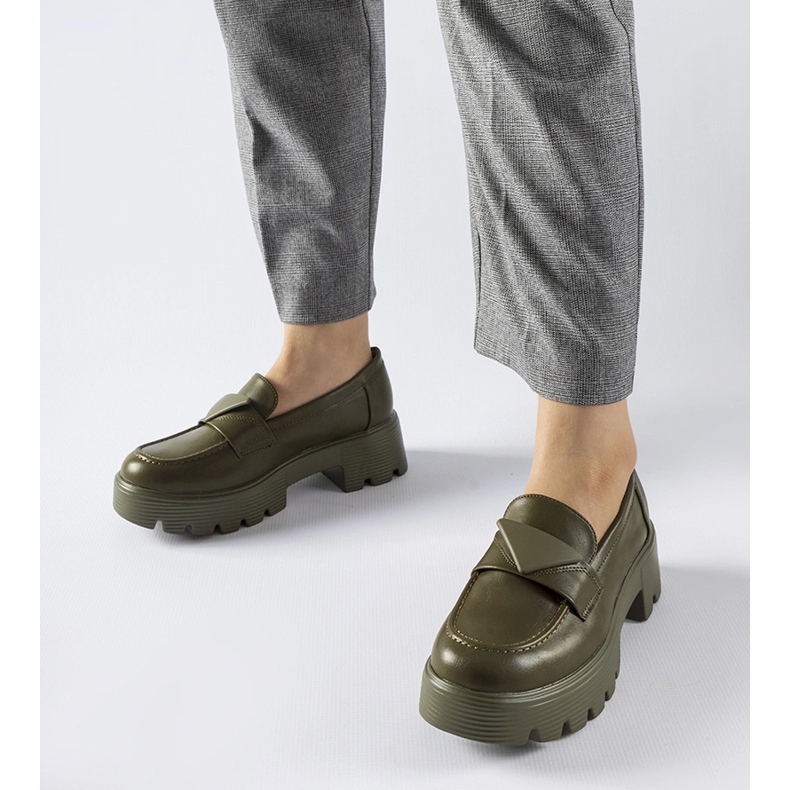 Zelene mokasine s masivnim Eligio potplatom zelena 1