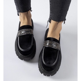 Crne mokasine ukrašene Longuelo kamenčićima crna 1