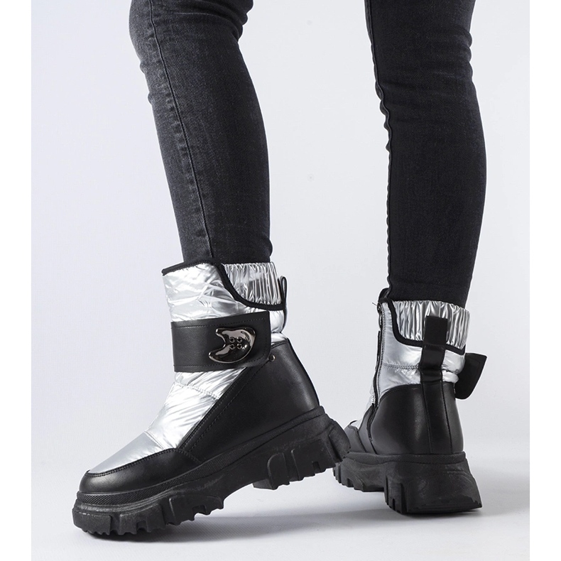 Sive izolirane Mejia čizme za snijeg srebro 1