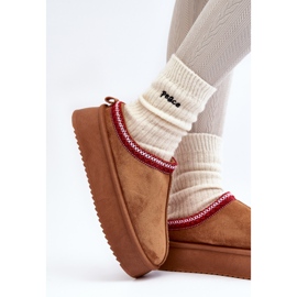 Smeđe Sylva papuče s debelim potplatom od eko antilop kože smeđa 2