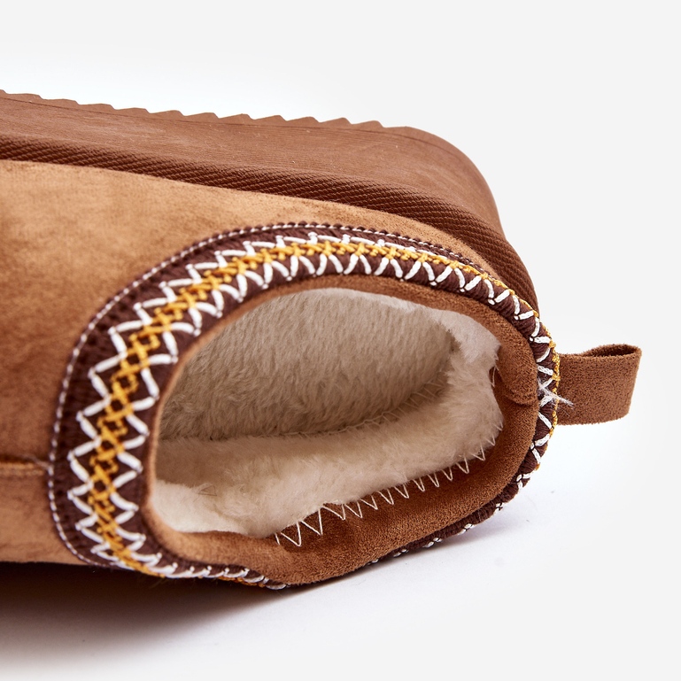 Papuče s debelim potplatom od eko antilop kože Camel Sylva smeđa 1