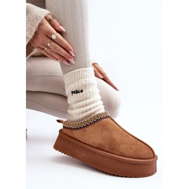 Papuče s debelim potplatom od eko antilop kože Camel Sylva smeđa 2