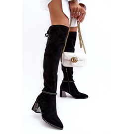 S.Barski Ženske čizme na visoku petu iznad koljena D&amp;A MR870-65 crne crna 3