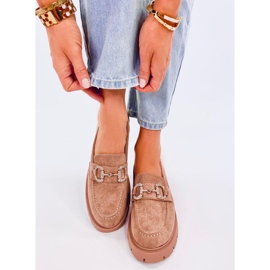 Karins kaki mokasine s kopčom od brušene kože bež 1