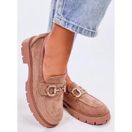 Karins kaki mokasine s kopčom od brušene kože bež 2