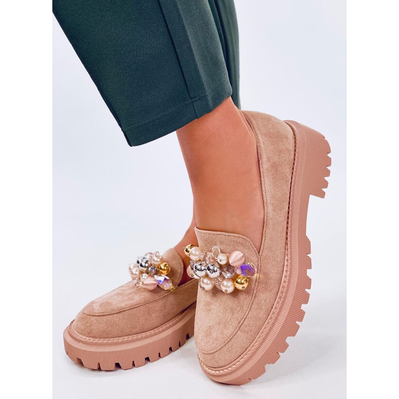 Dollin Khaki mokasine s platformom i kristalima bež 1