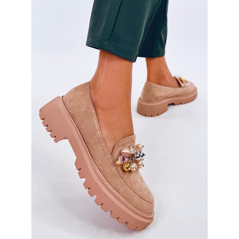 Dollin Khaki mokasine s platformom i kristalima bež 2