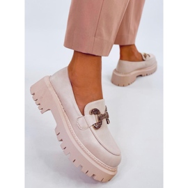 Pune zrnate mokasine s platformom Buess Beige bež 1