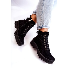 S.Barski Gležnjače Trapper od brušene kože s crnim šavovima crno 4