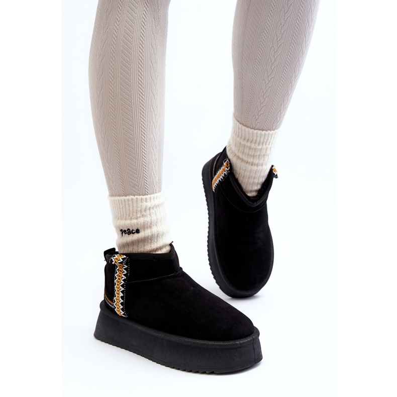 Čizme za snijeg s platformom i crnim Udra uzorkom crno 2