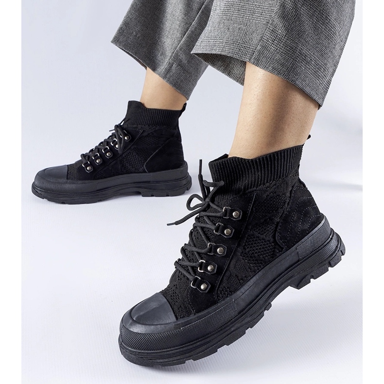 Crne visoke tenisice od tkanine Casalma crna 1