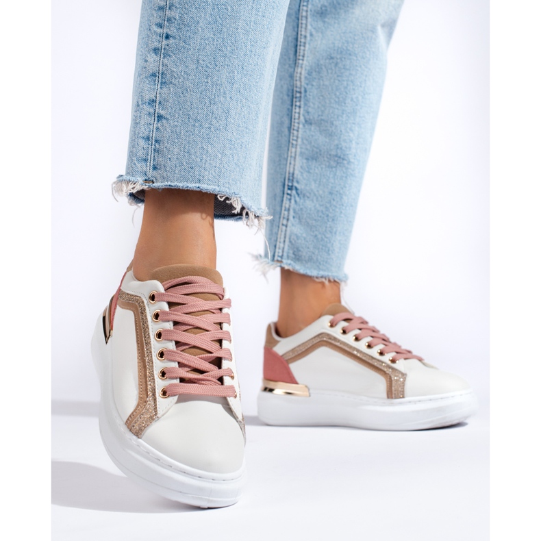 Ženske Shelovet bijele tenisice sa šljokicama bež 1