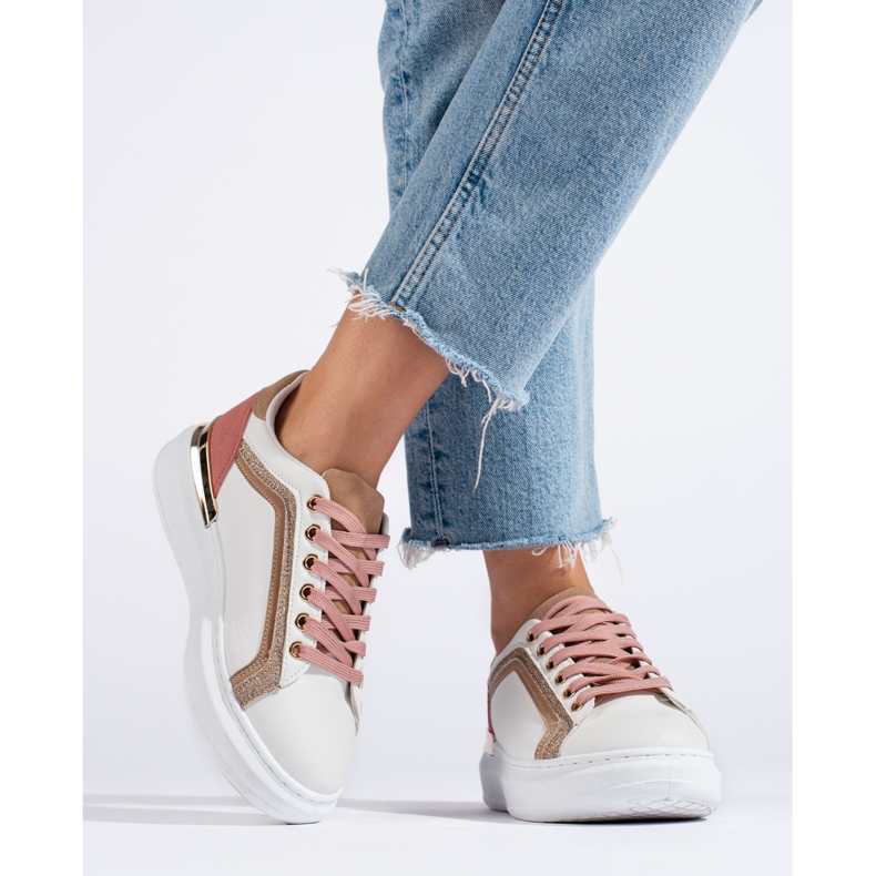 Ženske Shelovet bijele tenisice sa šljokicama bež 2