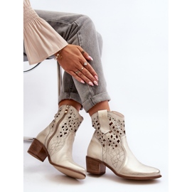 Zazoo 3394 Ženske otvorene čizme na visoku petu, zlatne zlatni 1