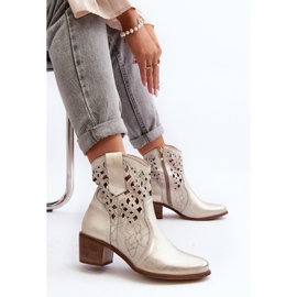 Zazoo 3394 Ženske otvorene čizme na visoku petu, zlatne zlatna 2