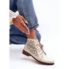 Zazoo 2871 Ženske ažurne gležnjače na vezanje, zlatne, brušene zlatni 1
