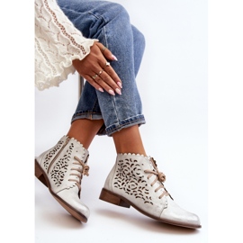 Zazoo 2871 Ženske ažurne gležnjače na vezanje, srebrne srebro 2