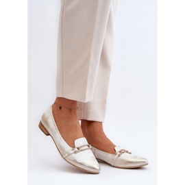 Zazoo 2885 Kožne balerinke sa zlatnim i bijelim ukrasom 2