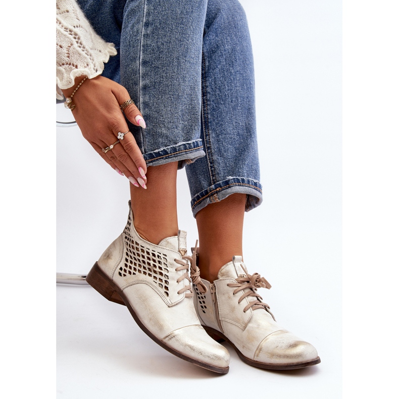 Zazoo 2878 ženske niske kožne gležnjače s ažurom, srebrne srebro 2