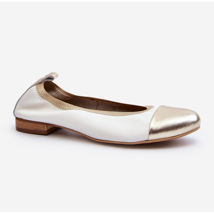 Zazoo 2890 kožne balerinke bijele i zlatne boje bijela 2