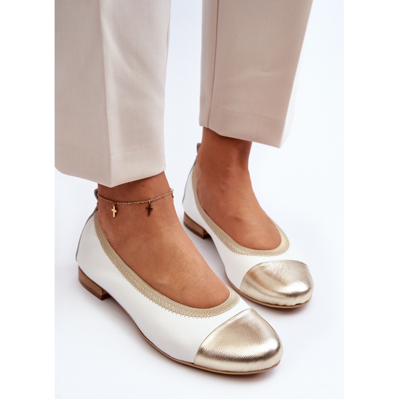 Zazoo 2890 kožne balerinke bijele i zlatne boje bijela 1