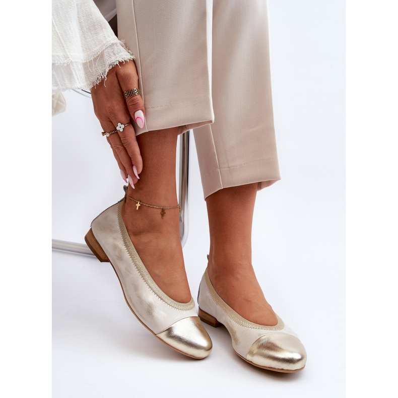 Zazoo 2890 gumene zlatne kožne balerinke zlatni 2