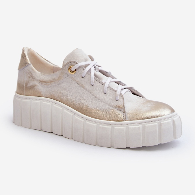 Zazoo 2919 Ženske kožne cipele s debelim potplatom, zlatne zlatni 1