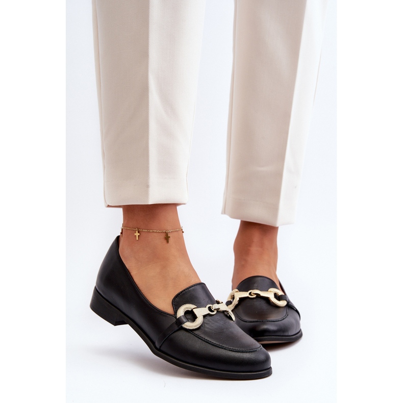 Zazoo 2880 Ženske kožne mokasine s ukrasom, crne crna 1