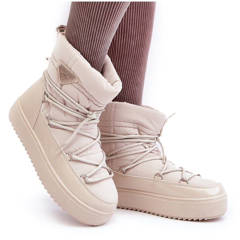 Seastar Ženske čizme za snijeg s platformom i vezicama, bež 6