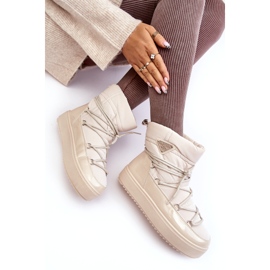 Seastar Ženske čizme za snijeg s platformom i vezicama, bež 3