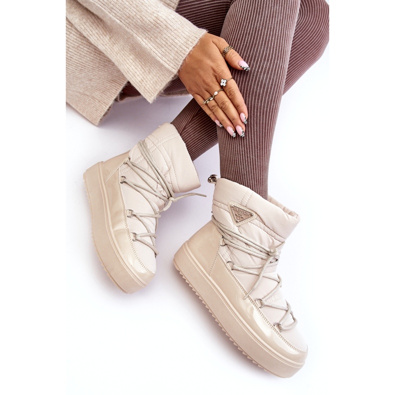 Seastar Ženske čizme za snijeg s platformom i vezicama, bež 3