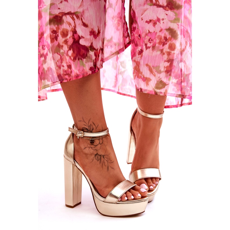 Sweet Shoes Kožne sandale na visokoj šipki i platformi Golden Sky Dream zlatna 2