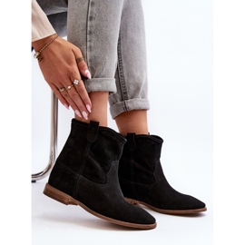 Zazoo 2326 Ženske gležnjače od brušene kože, crne crno 1