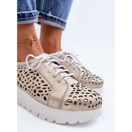 Zazoo 2821 Ženske kožne cipele, ažur zlatne zlatna 1