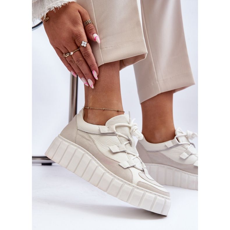 Ženske kožne sportske cipele na platformu M01/1 Zazoo svijetlo bež 1