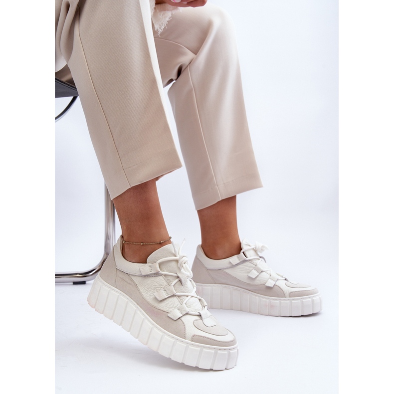 Ženske kožne sportske cipele na platformu M01/1 Zazoo svijetlo bež 2