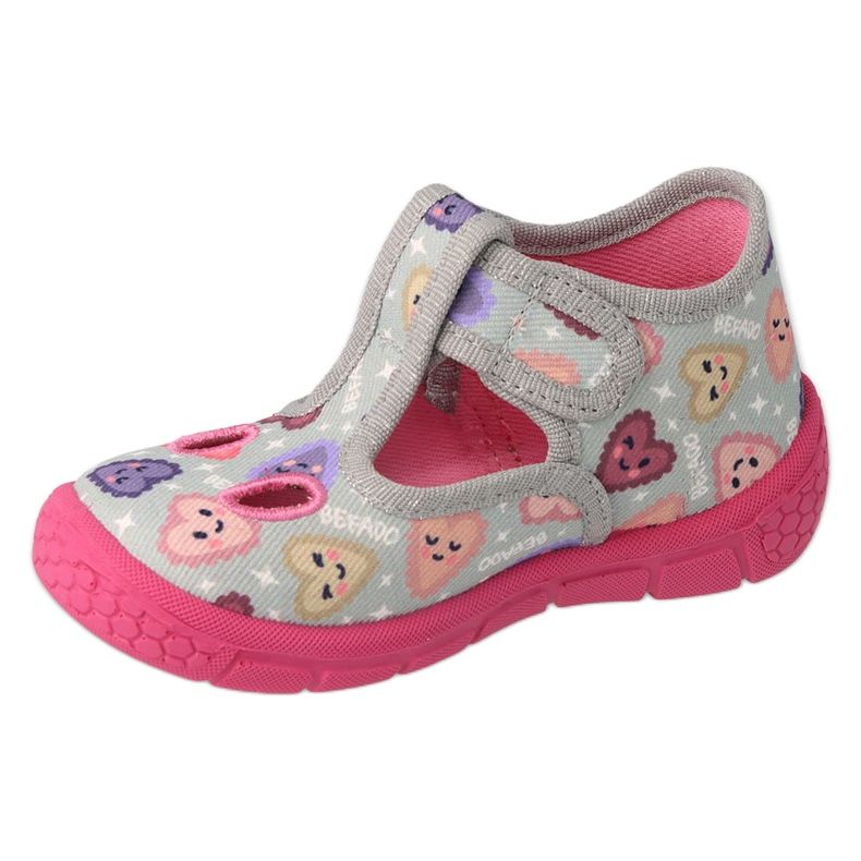 Befado dječje papuče na čičak 630P007, sive i roze siva 1