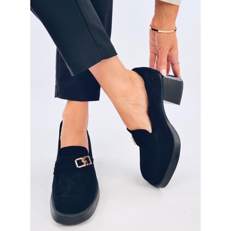 Corinai crne mokasine na visoku petu crno 2