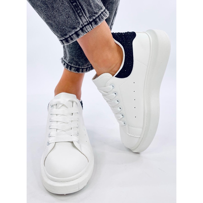 Parkss BIJELE/CRNE platform tenisice sa kamenčićima bijela 1