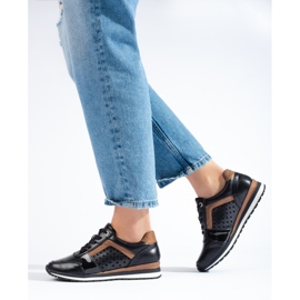 Daszyński crne ažur ženske tenisice crno 1