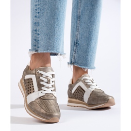 Daszyński zlatne ažur ženske tenisice zlatni 1